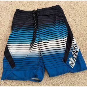 Y2K Billabong Board Shorts Youth 25 Blue Parko Platinum Quad Stretch Surf‎ Swim
